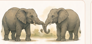 Two elephants facing each other